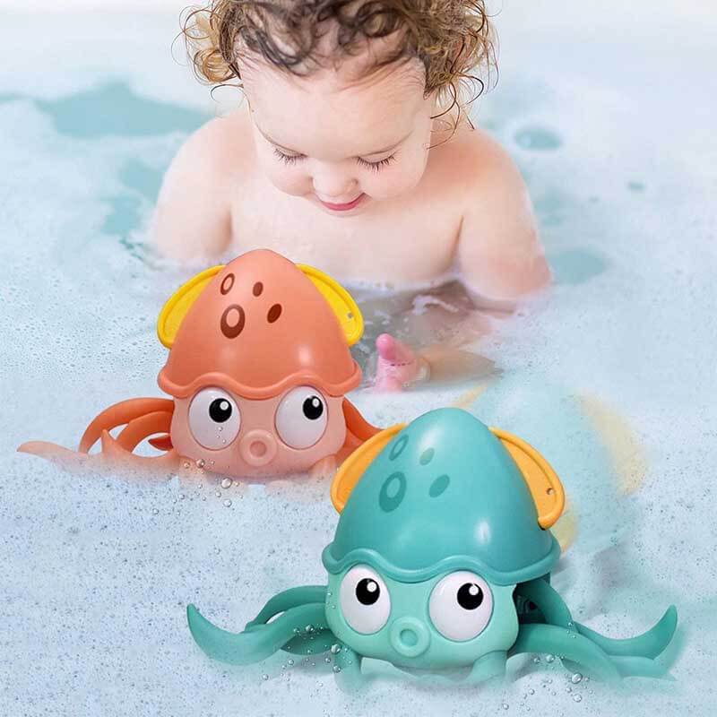 Fidtoy Clockwork Octopus™ Musical Bath Toy | Light-Up Crawling Toy for Infants and Toddlers