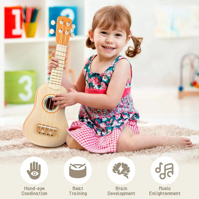 Fidtoy 7-Piece Musical Toys for Toddlers Ukulele Instrument Set Kids Rhythm Learning Toys