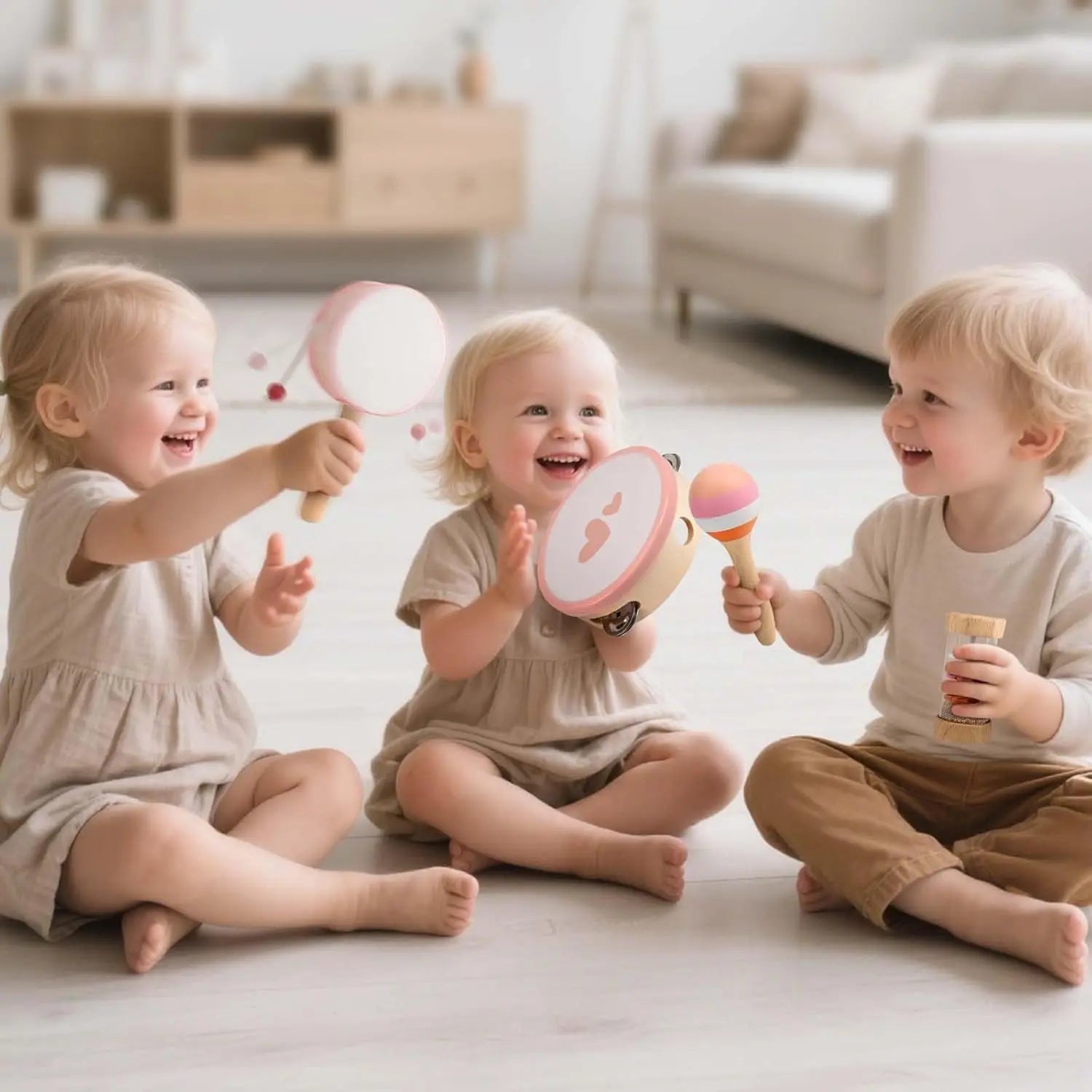 Fidtoy Ensemble de jouets musicaux en bois pour tout-petits, 8 instruments, jouets d'apprentissage musical
