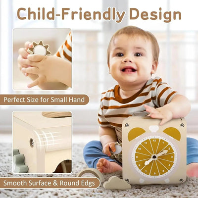 Fidtoy Cube d'activités en bois pour tout-petits, jouet d'éveil Montessori, batterie musicale, 12 mois et plus