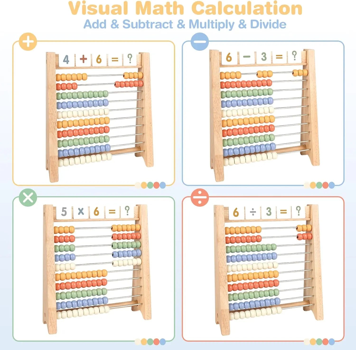 Fidtoy Ensemble de jouets en bois pour l'apprentissage des mathématiques, kit d'apprentissage pour le comptage, l'addition et la multiplication