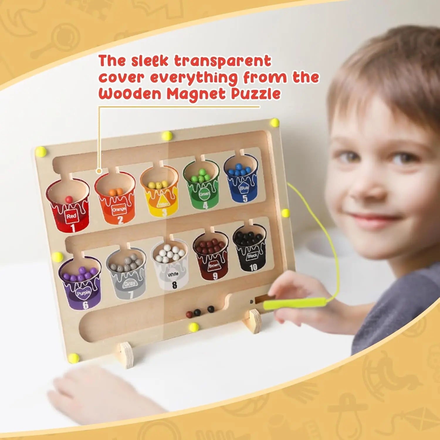 Jouet magnétique en bois pour tout-petits - Jouet d'apprentissage Montessori