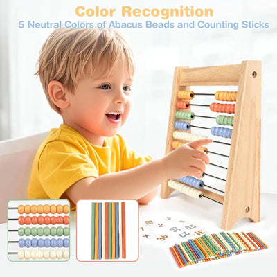 Juego de Juguetes de Matemáticas de Madera Fidtoy para Niños Kit de Aprendizaje de Conteo, Suma y Multiplicación