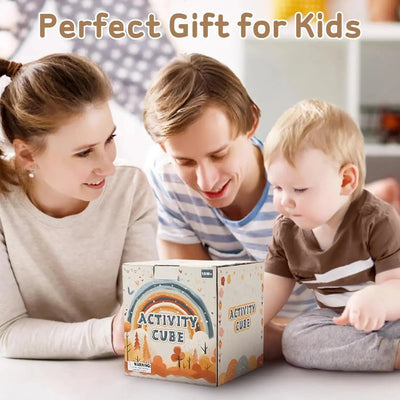 Fidtoy Cube d'activités en bois pour tout-petits, jouet d'éveil Montessori, batterie musicale, 12 mois et plus