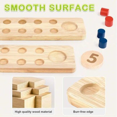 Fidtoy Wooden Math Toy for Toddlers Counting Addition Subtraction Learning Set with Pegs and Numbers
