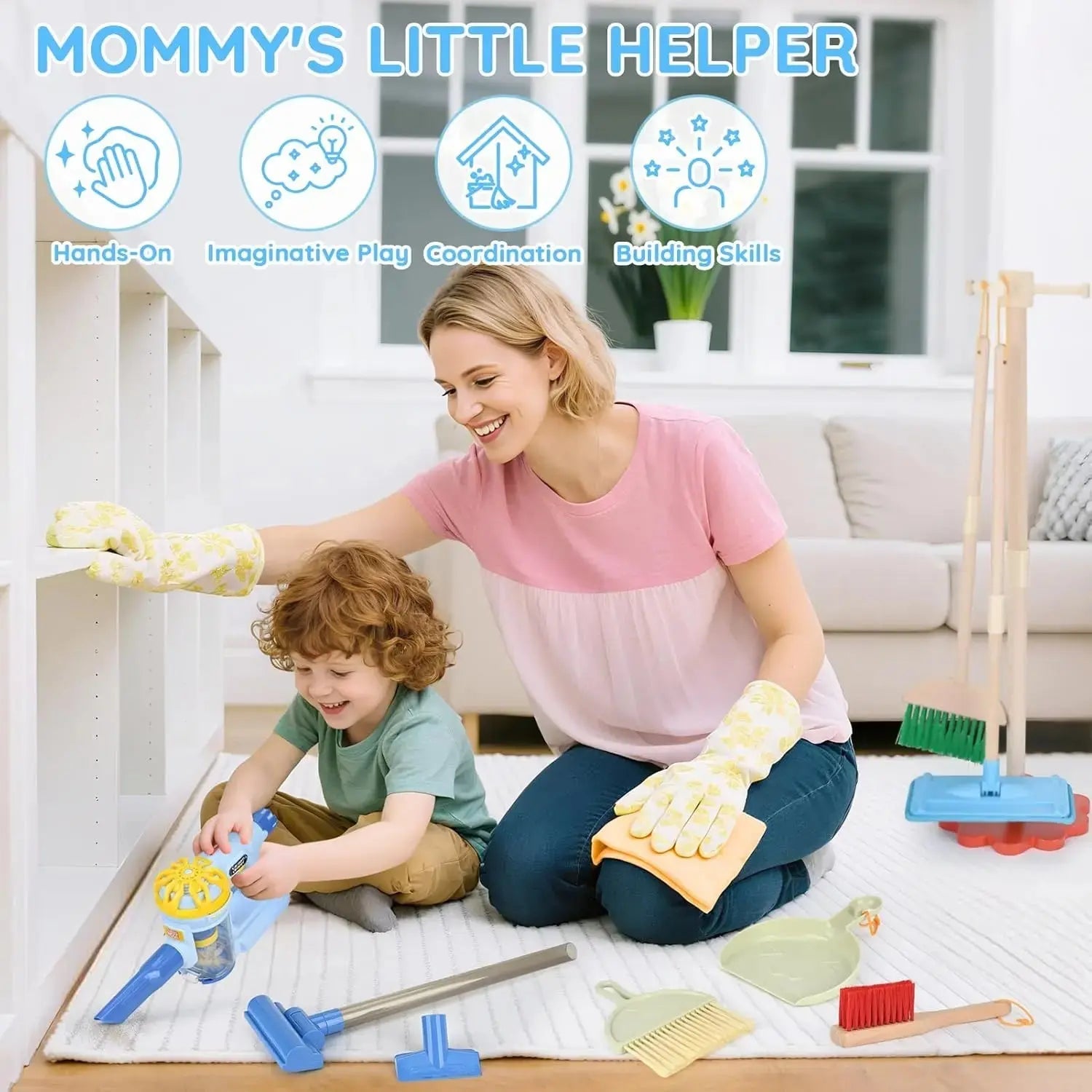 Véritable aspirateur fonctionnel pour le jeu de nettoyage des enfants