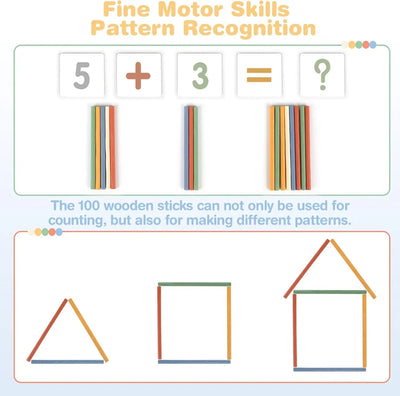 Juego de Juguetes de Matemáticas de Madera Fidtoy para Niños Kit de Aprendizaje de Conteo, Suma y Multiplicación