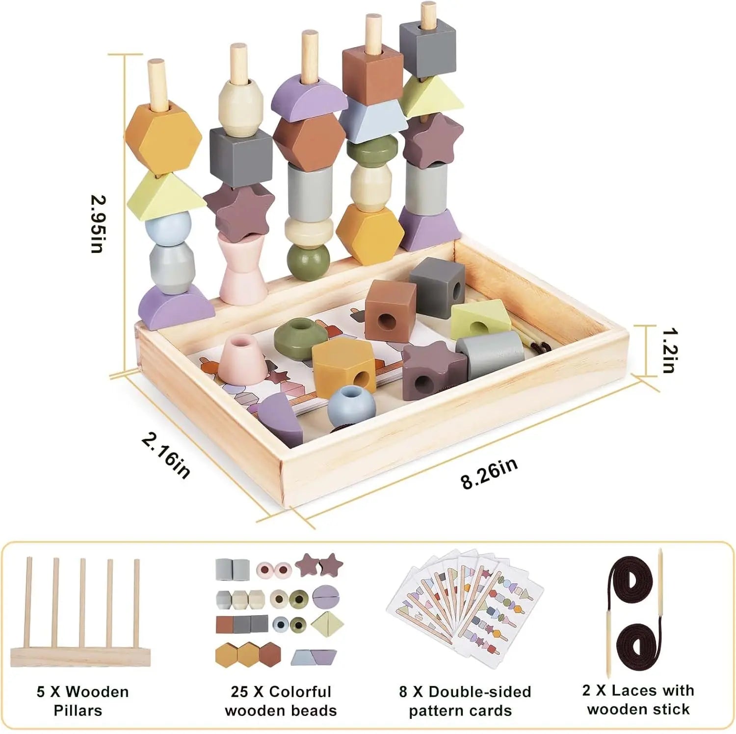 Jouet en bois Fidtoy pour tout-petits - Formes et couleurs assorties, empilage et enfilage - Jouet éducatif