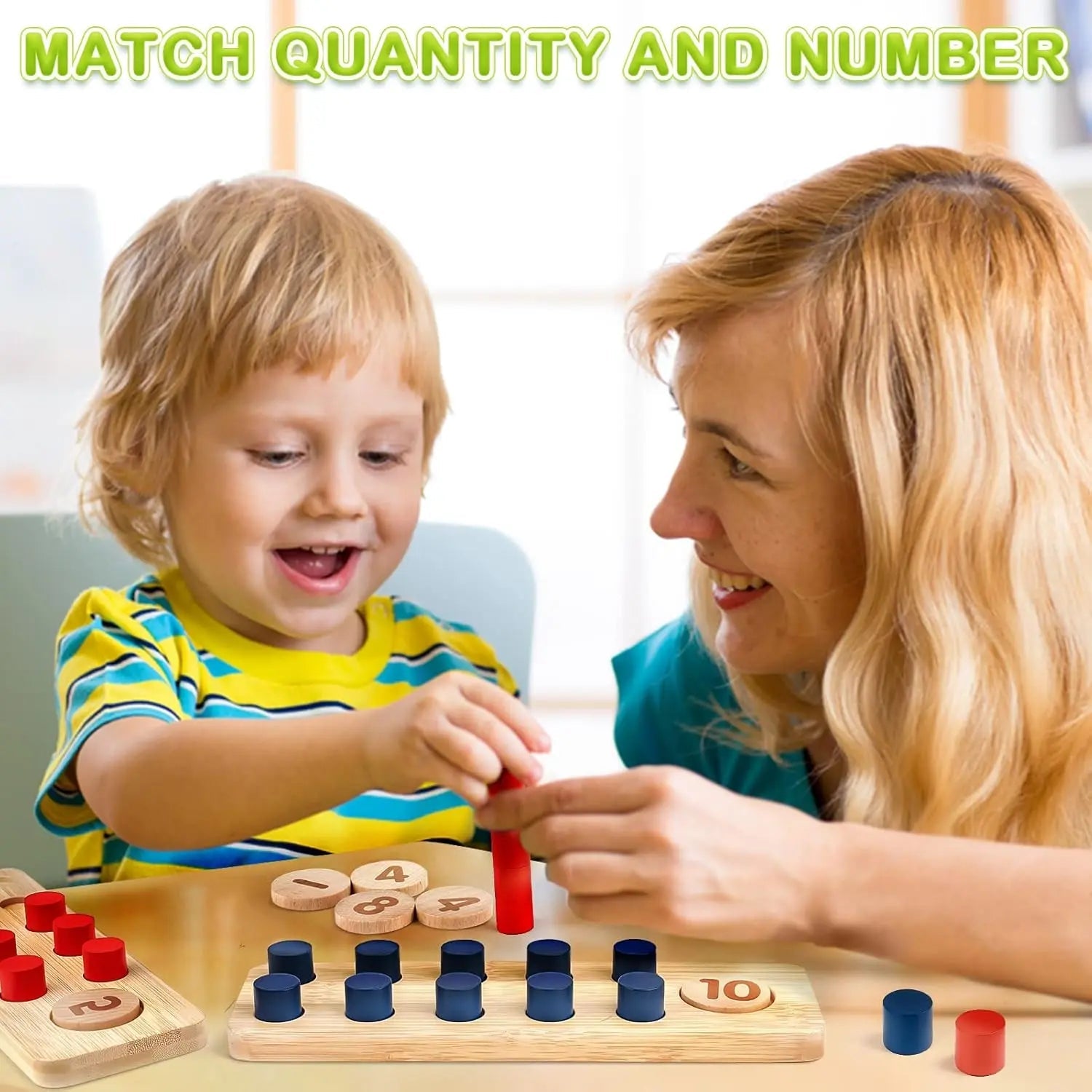 Fidtoy Wooden Math Toy for Toddlers Counting Addition Subtraction Learning Set with Pegs and Numbers