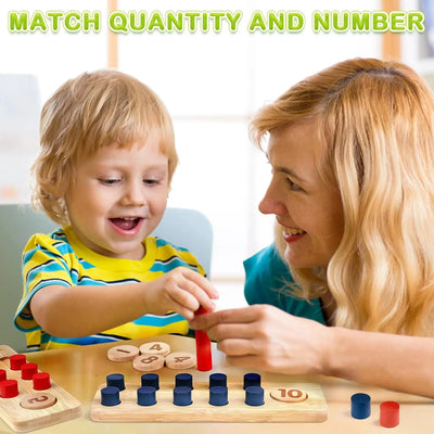 Fidtoy Wooden Math Toy for Toddlers Counting Addition Subtraction Learning Set with Pegs and Numbers