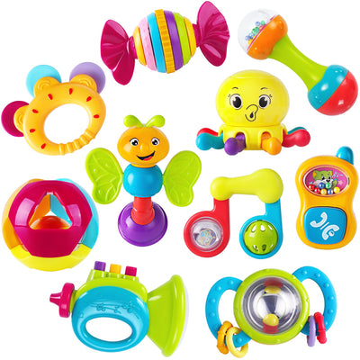 Fidtoy 10 PC Baby Rattle and Teether Set