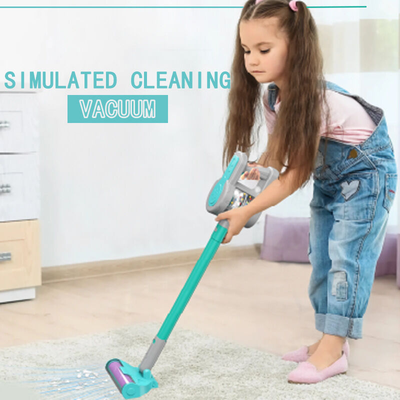 Fidtoy 4-in-1 Blue Electronic Pretend Play Little Helper Vacuum for Kids, Realistic Cleaning Role Play Toy with Upright and Handheld Modes, 3 Nozzles, Motor Skills Toy Age 3+
