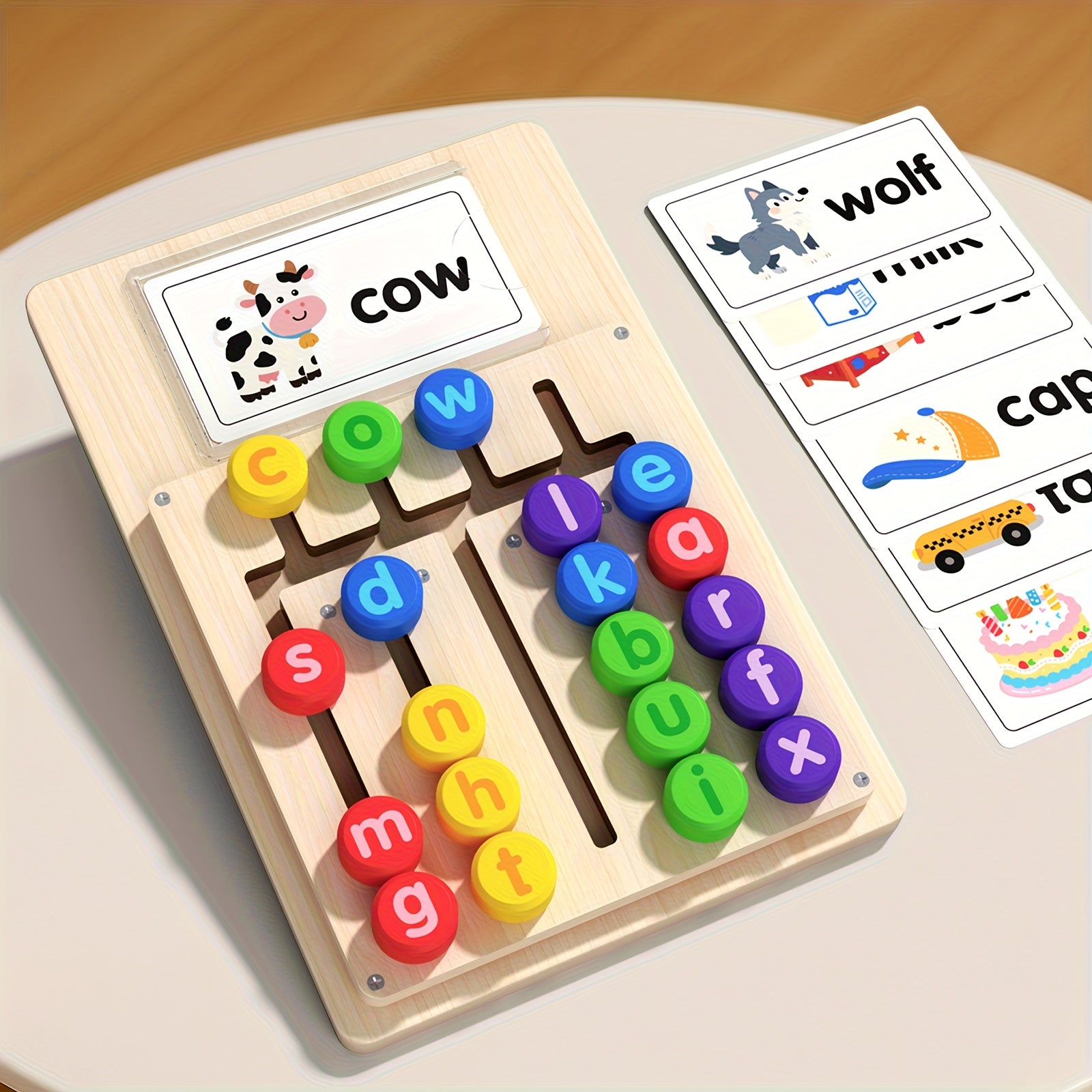 Alphabet Learning Board with 12 Word Cards for Kids