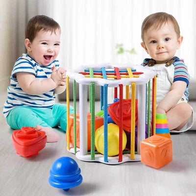 Fidtoy Baby Shape Sorter Cube Toy Montessori Sensory Sorting Box for Toddlers Fine Motor Skills Learning Toy Early Development Travel Quiet Toy Gift