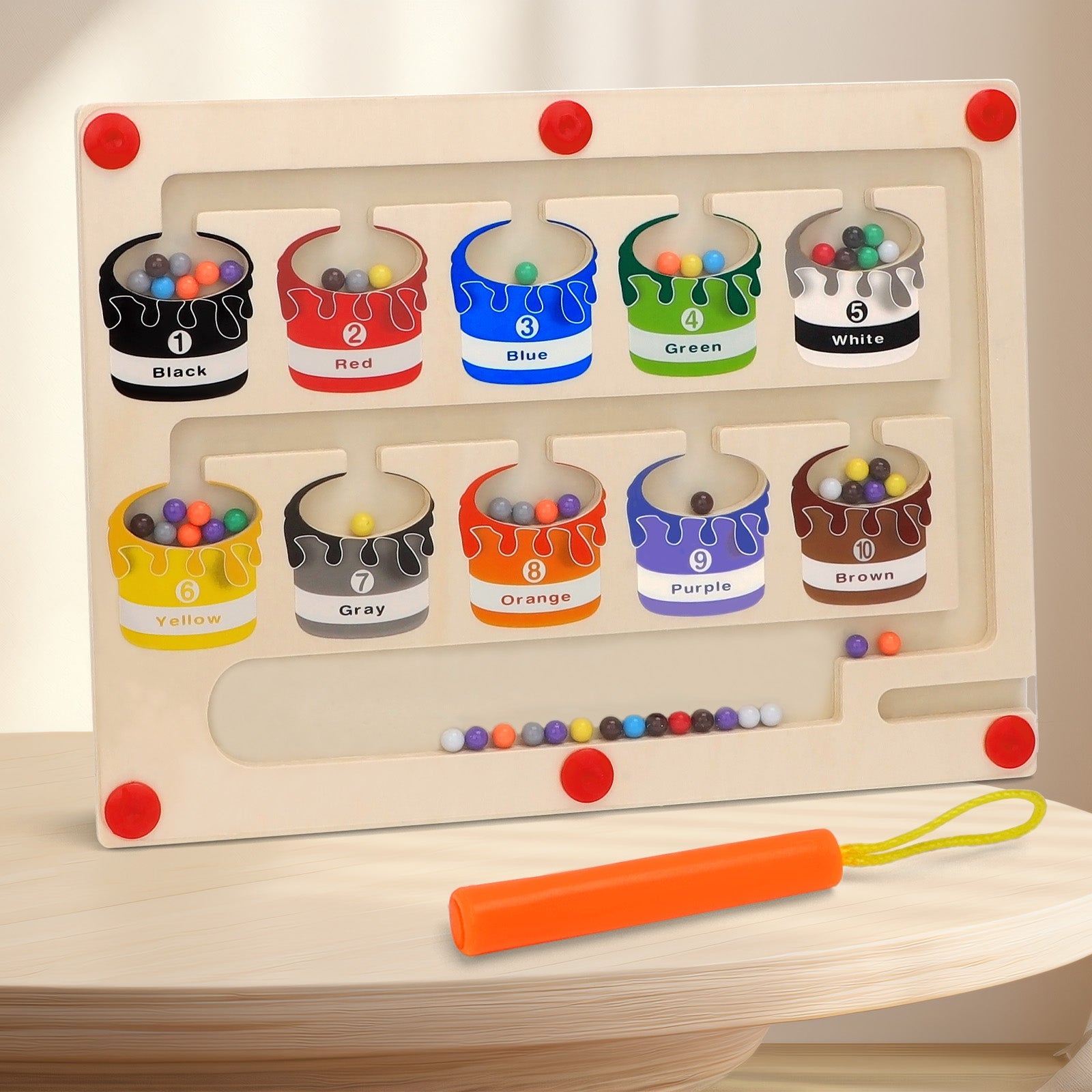 Magnetic Color and Number Maze. Engaging Montessori Wooden Counting Game for Toddlers Fun Educational Toy to Boost Fine Motor Skills, Color Recognition, and Counting Abilities