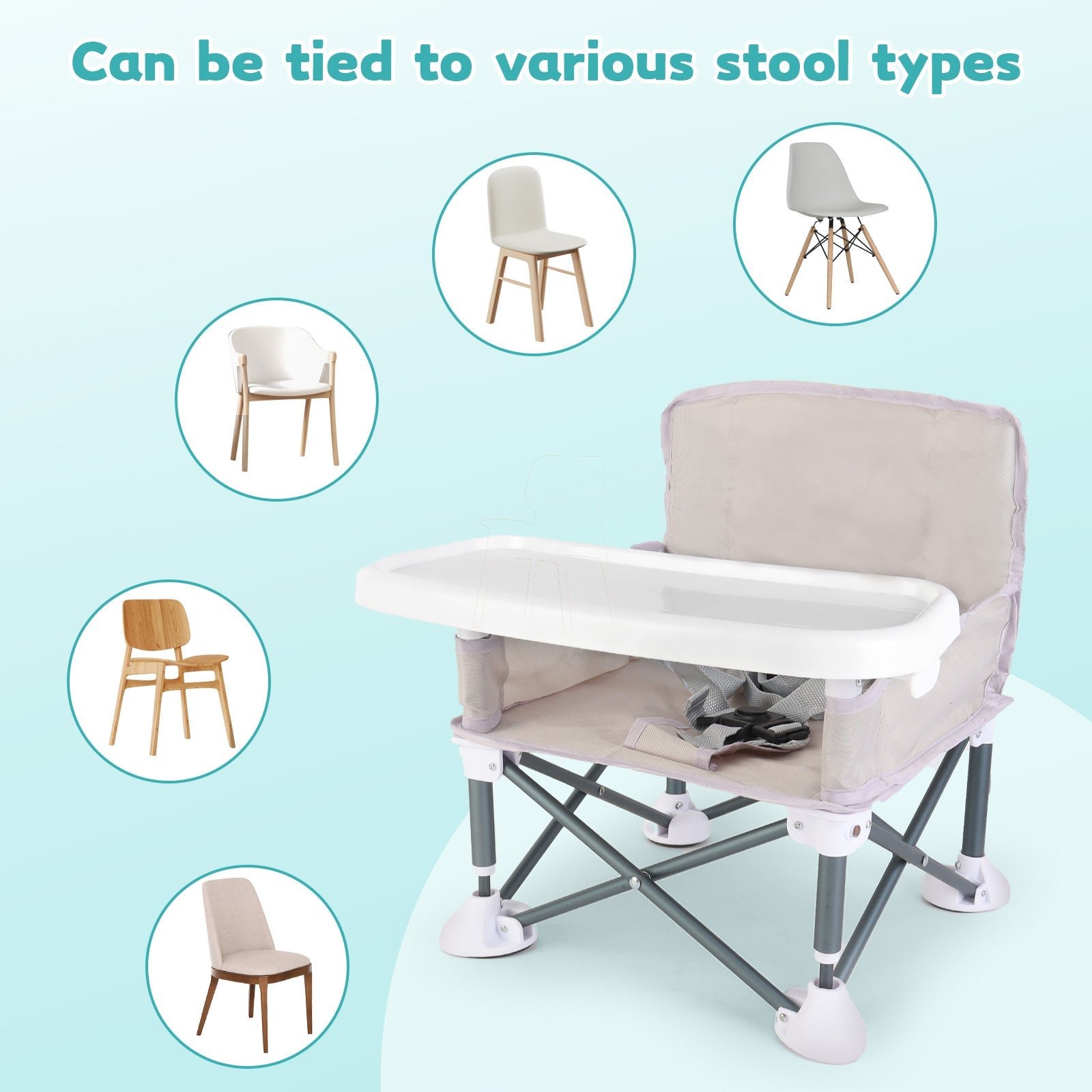 Travel-Friendly Baby Booster Seat -Portable Folding Chair with High Stability and Non-Slip Pads, ideal for Beach Outings, Outdoor Adventures, and Mealtime. Lightweight and Compact Design for Infants and Toddlers