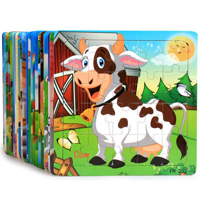 Fidtoy Wooden Cartoon Puzzle 20 Piece Educational Toy for Kids