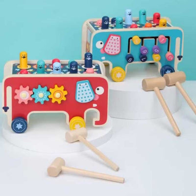 Fidtoy Jouet d'activité marteau en bois 5-en-1 pour tout-petits | Coordination œil-main et capacités cognitives