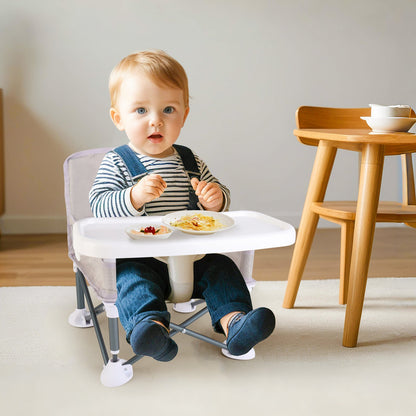 Travel-Friendly Baby Booster Seat -Portable Folding Chair with High Stability and Non-Slip Pads, ideal for Beach Outings, Outdoor Adventures, and Mealtime. Lightweight and Compact Design for Infants and Toddlers