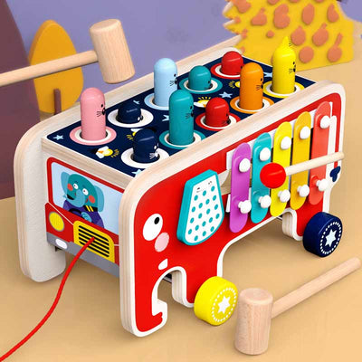 Fidtoy Jouet d'activité marteau en bois 5-en-1 pour tout-petits | Coordination œil-main et capacités cognitives