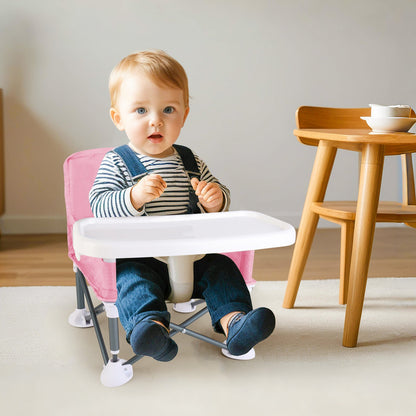 Travel-Friendly Baby Booster Seat -Portable Folding Chair with High Stability and Non-Slip Pads, ideal for Beach Outings, Outdoor Adventures, and Mealtime. Lightweight and Compact Design for Infants and Toddlers