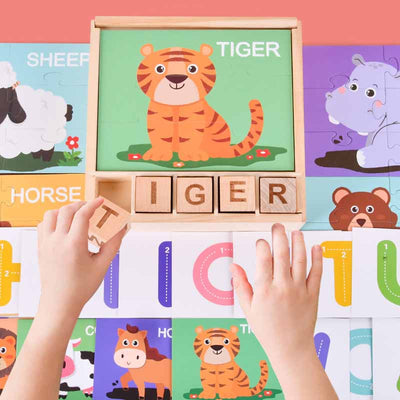 Fidtoy Wooden Alphabet Spelling Game Montessori Educational Toy for Preschoolers and Toddlers