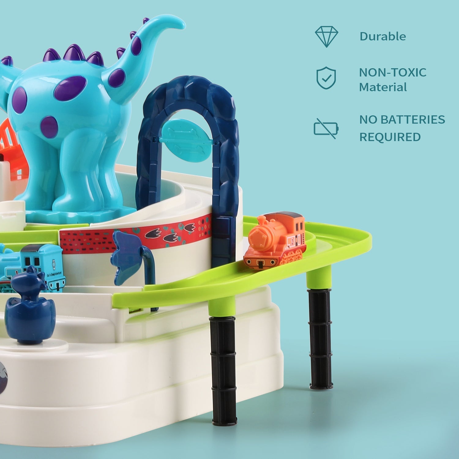 Kids Train Race Track Play Set Dinosaur Ramp Vehicle Toys