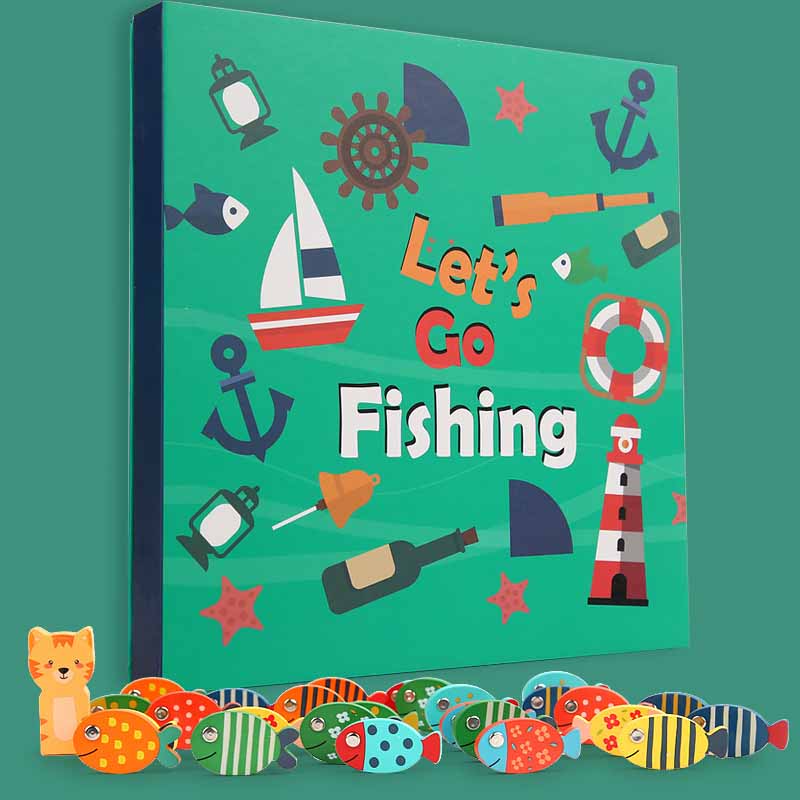 Fidtoy Wooden Magnetic Fishing Toy – 26 Letter Fish Montessori Learning Game