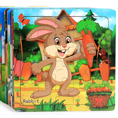 Fidtoy Wooden Cartoon Puzzle 20 Piece Educational Toy for Kids