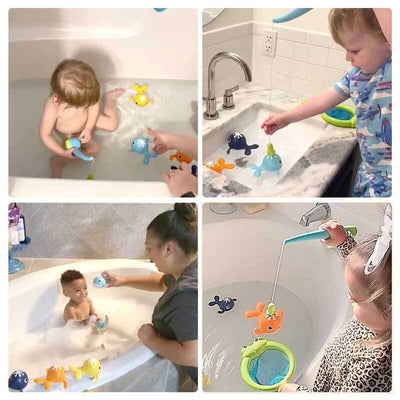 Fidtoy Jouet de Bain Bébé Kit de Pêche Magnétique Baleine Jeu d'Eau