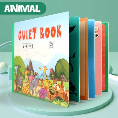 Fidtoy Montessori Livre d'éveil silencieux pour tout-petits | Livre d'activités éducatif et interactif pour apprendre les chiffres, les animaux, les légumes et la circulation routière