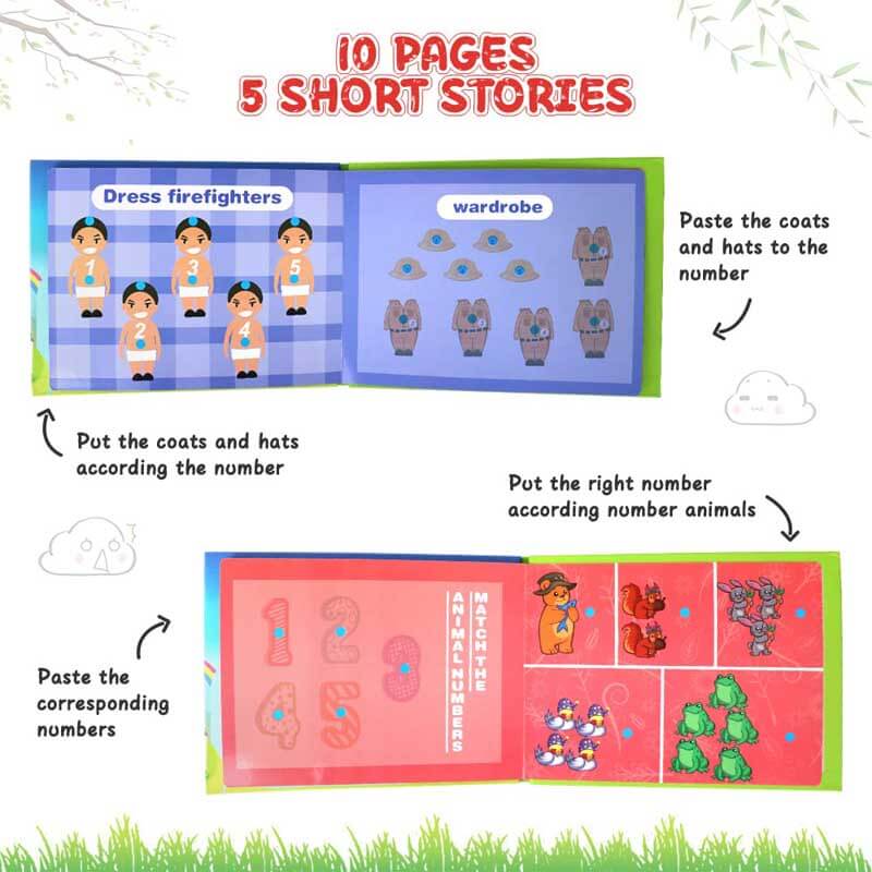 Fidtoy Montessori Livre d'éveil silencieux pour tout-petits | Livre d'activités éducatif et interactif pour apprendre les chiffres, les animaux, les légumes et la circulation routière