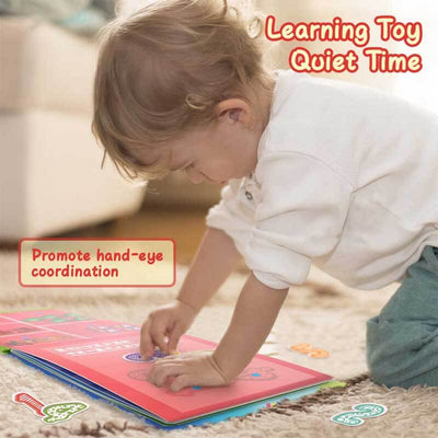 Fidtoy Montessori Livre d'éveil silencieux pour tout-petits | Livre d'activités éducatif et interactif pour apprendre les chiffres, les animaux, les légumes et la circulation routière