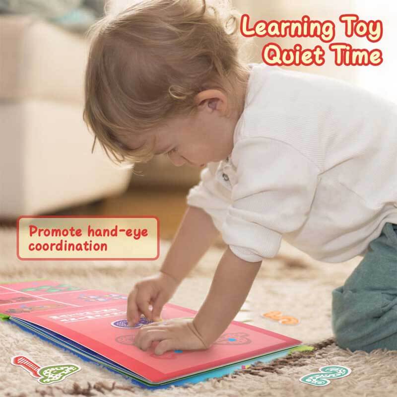 Fidtoy Montessori Livre d'éveil silencieux pour tout-petits | Livre d'activités éducatif et interactif pour apprendre les chiffres, les animaux, les légumes et la circulation routière