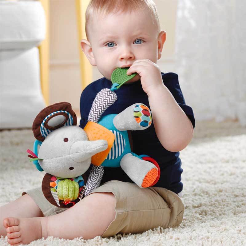 Fidtoy Anneau de dentition et jouet sensoriel pour bébé | Jouet doux multi-sensoriel pour la maison et les voyages