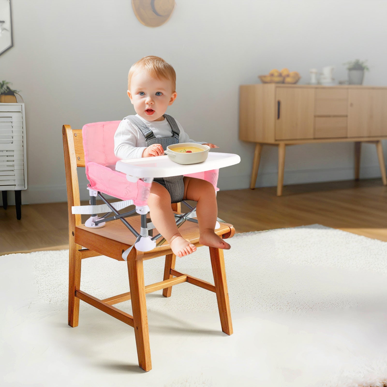 Travel-Friendly Baby Booster Seat -Portable Folding Chair with High Stability and Non-Slip Pads, ideal for Beach Outings, Outdoor Adventures, and Mealtime. Lightweight and Compact Design for Infants and Toddlers