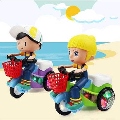Fidtoy Electric Stunt Tricycle Toy with Lights Music for Kids