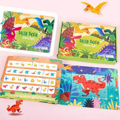 Livre d'activités Montessori Fidtoy pour tout-petits avec dinosaures et activités à la ferme