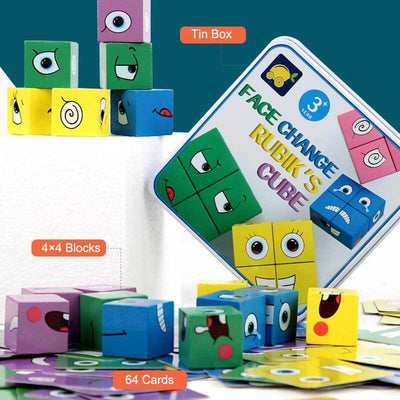 Fidtoy Facial Expression Magic Cube Game for Kids | Montessori Emotion Learning Toy
