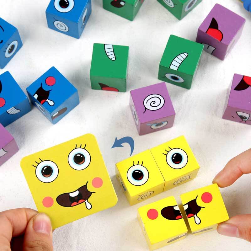 Fidtoy Facial Expression Magic Cube Game for Kids | Montessori Emotion Learning Toy