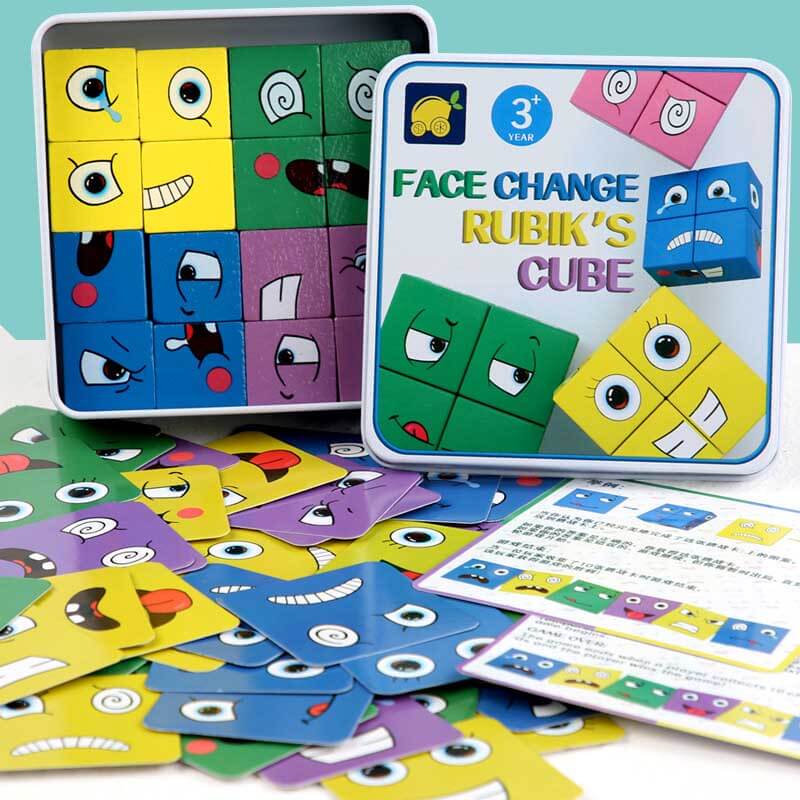 Fidtoy Facial Expression Magic Cube Game for Kids | Montessori Emotion Learning Toy