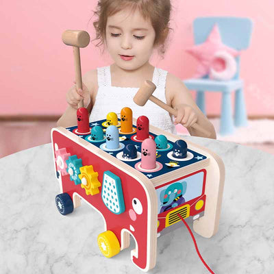 Fidtoy Jouet d'activité marteau en bois 5-en-1 pour tout-petits | Coordination œil-main et capacités cognitives