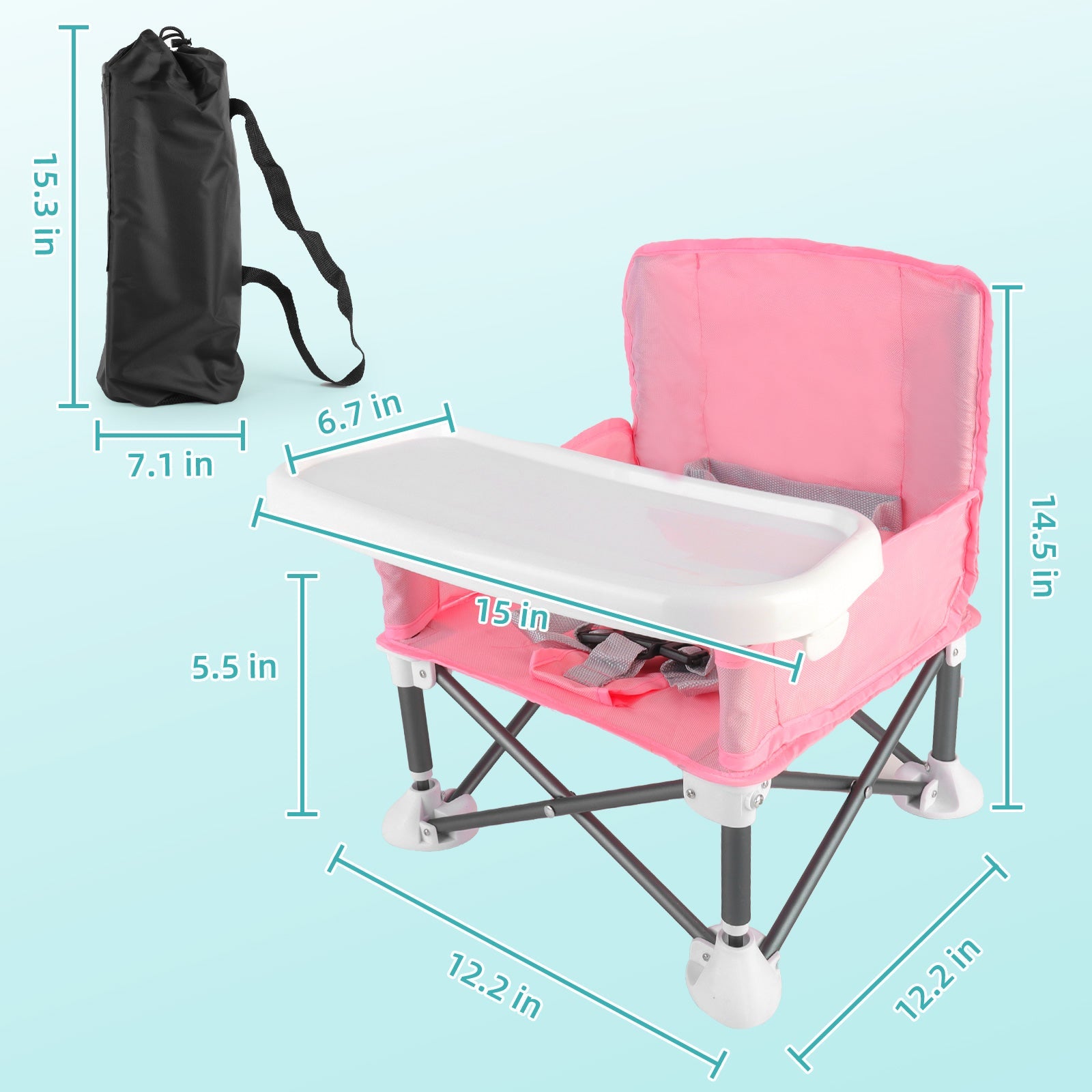 Travel-Friendly Baby Booster Seat -Portable Folding Chair with High Stability and Non-Slip Pads, ideal for Beach Outings, Outdoor Adventures, and Mealtime. Lightweight and Compact Design for Infants and Toddlers