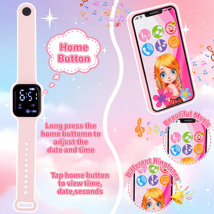 Kids Pretend Play Purse Set with Accessories – Girls Role Play Handbag Toy with Play Smartphone, Wallet, Fake Cash, Cards, Watch, Makeup, Hairbrush & Travel Cup – Educational Princess Dress Up Gifts for Girls Ages 3+