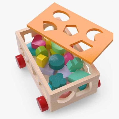 Fidtoy Voiture en bois à trier les formes, jouet Montessori pour les tout-petits