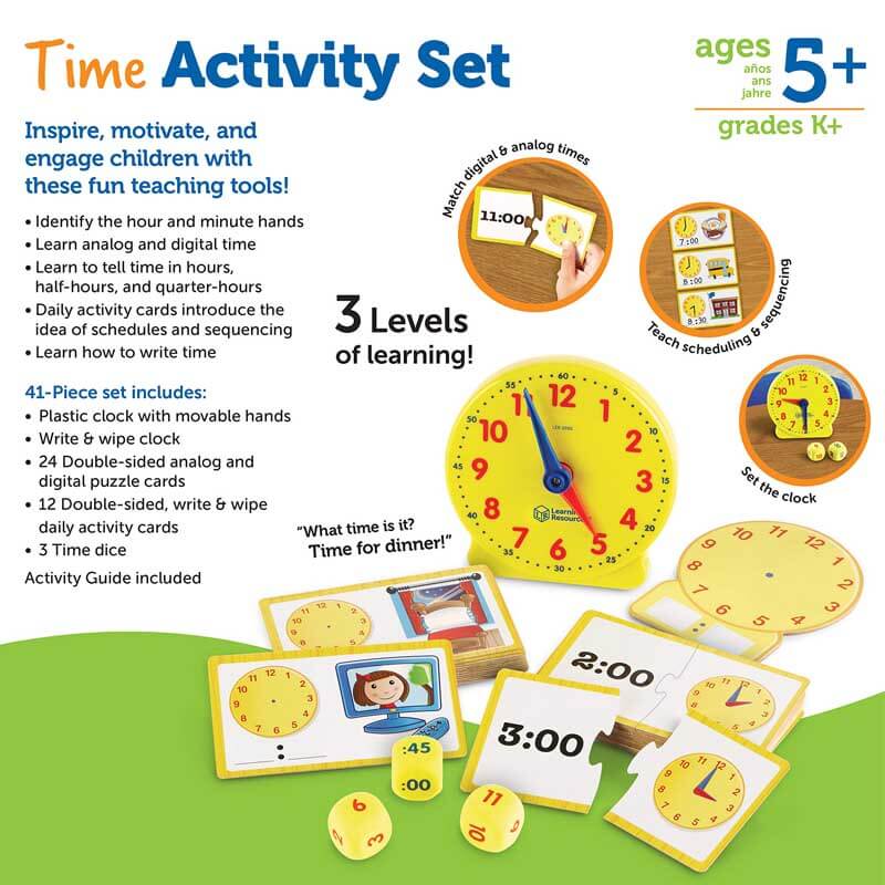 Fidtoy Learning Clock Toy Set | Educational Analog and Digital Time for Toddlers