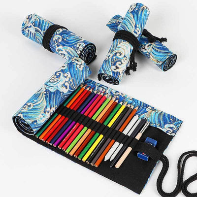 Fidtoy Canvas Roll-Up Pencil Case | Art and Stationery Organizer for Students & Artists