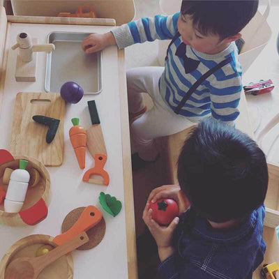 Fidtoy Wooden Pretend Food Play Set for Toddlers Kitchen Toys Fruit Cutting Toy Montessori Learning Toy for 1 2 3 Year Old Kids Home Play