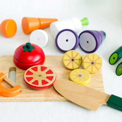 Fidtoy Wooden Pretend Food Play Set for Toddlers Kitchen Toys Fruit Cutting Toy Montessori Learning Toy for 1 2 3 Year Old Kids Home Play