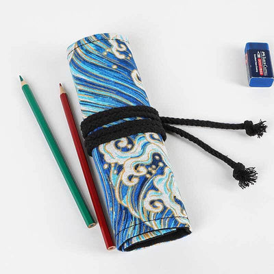 Fidtoy Canvas Roll-Up Pencil Case | Art and Stationery Organizer for Students & Artists